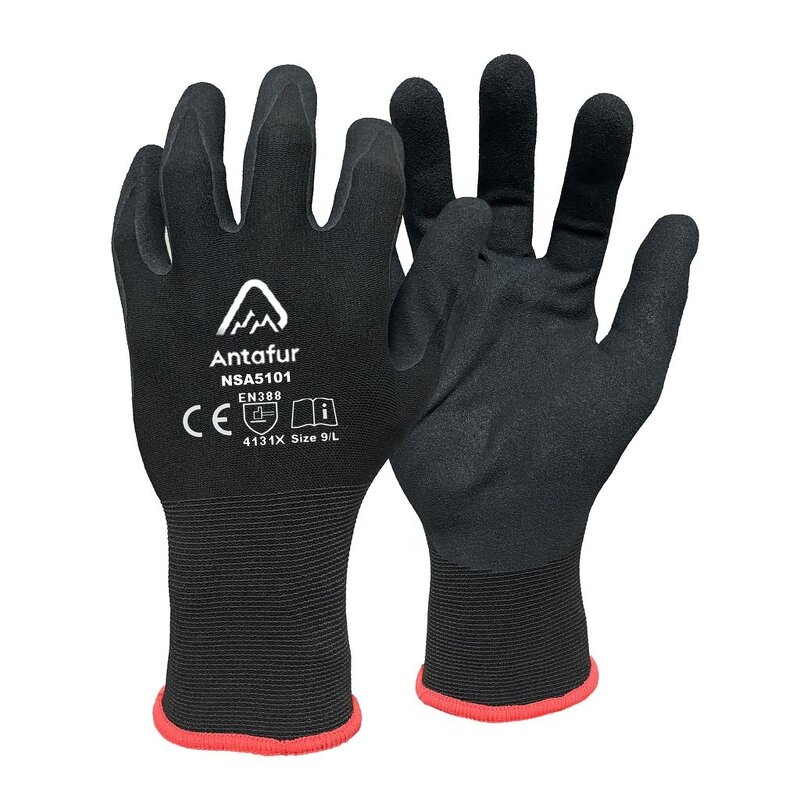 15G Nylon Safety Gloves Factory - Sandy Nitrile Palm Coating for Grip