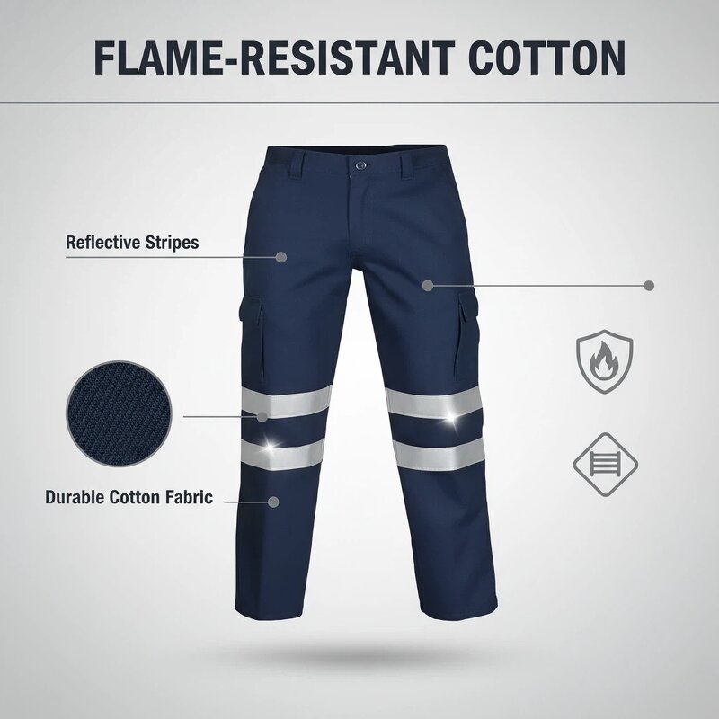 Flame-Retardant Work Pants Factory - Cotton with High-Vis Reflective Strips