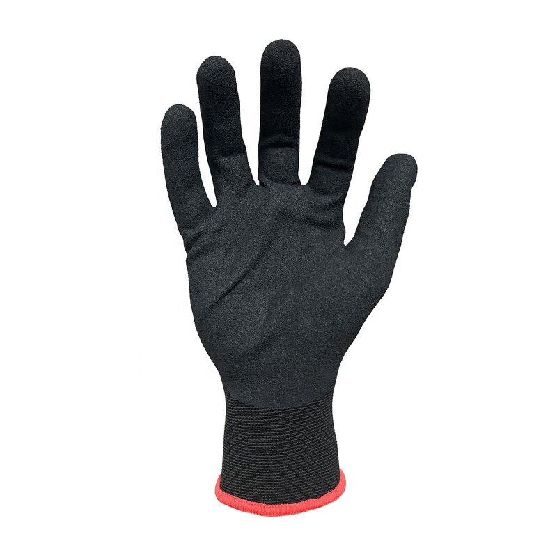 15G Nylon Safety Gloves Factory - Sandy Nitrile Palm Coating for Grip
