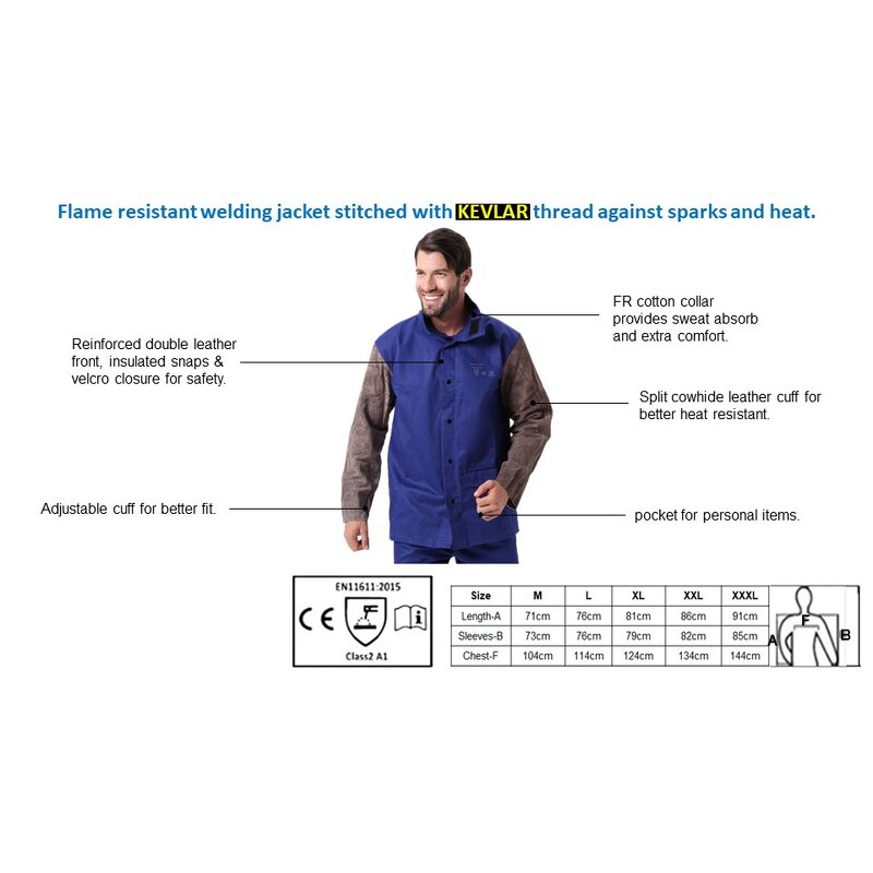Welding Clothing Factory - CE Approved EN1611 Blue Cotton Flame Resistant