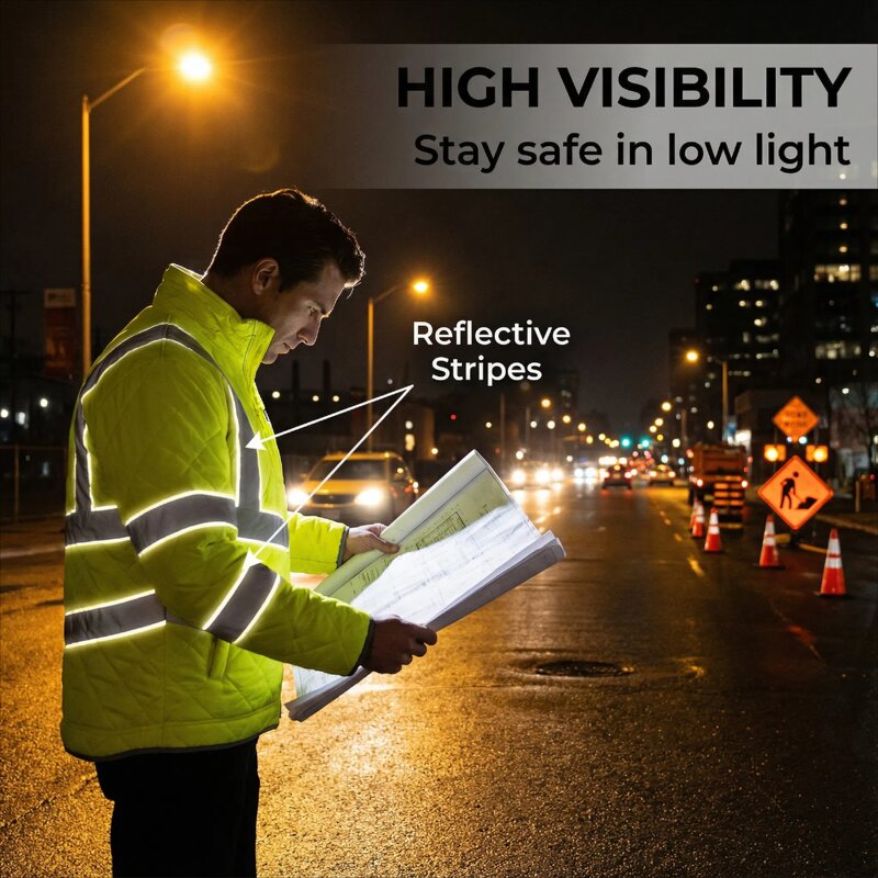 High-Visibility Safety Jacket Factory - Quilted Polyester for Cold Weather