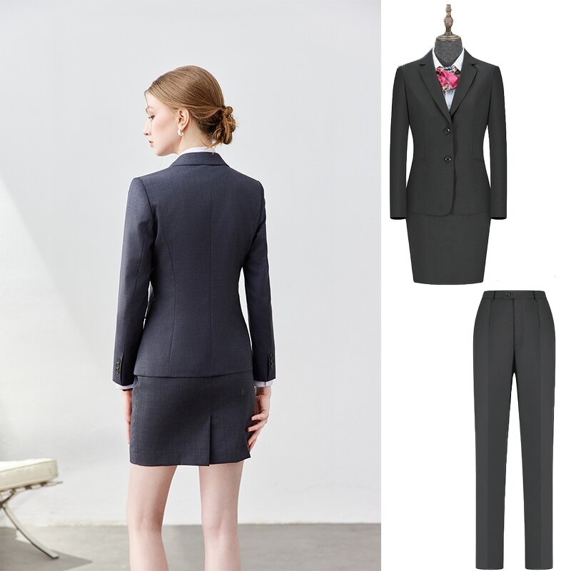 Women's Casual Suit Set Manufacturer - Elegant Solid Blazer Pants Office Wear