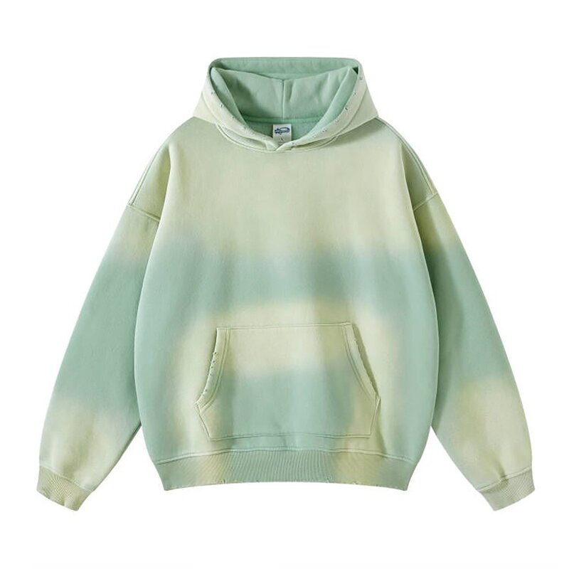 Acid Washed Hoodies Factory - Pure Color Cotton Spray Dyeing Embroidery
