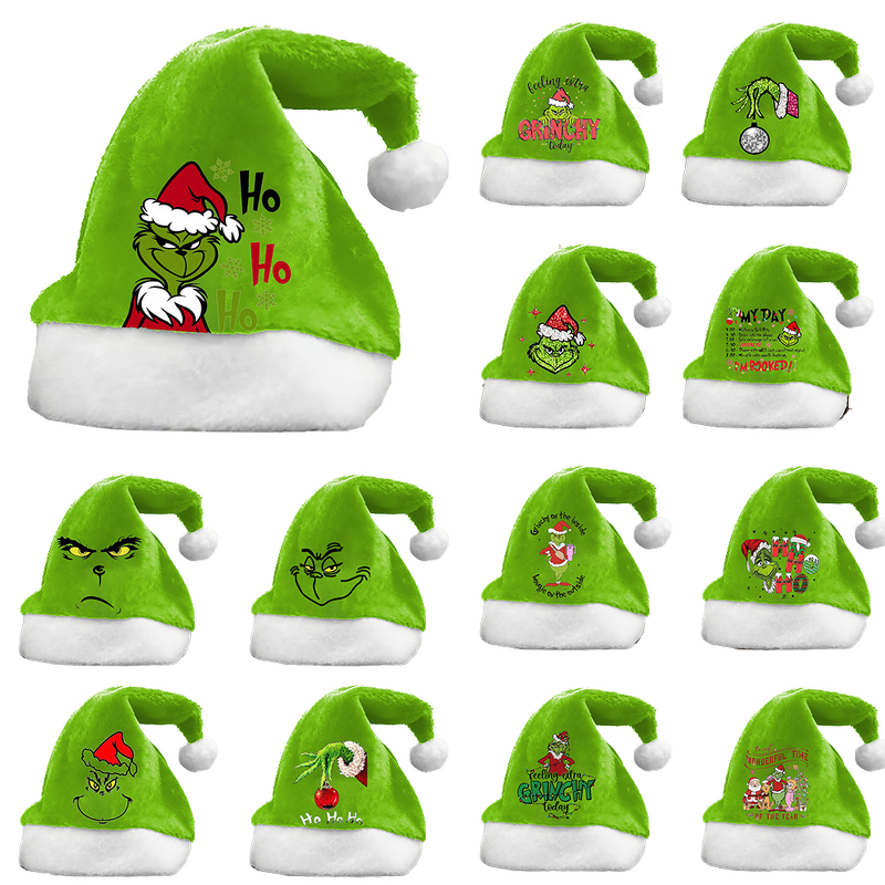 Grinch Green Hair Hat Manufacturer - Adult Unisex Double-Sided Velvet Turn-Up