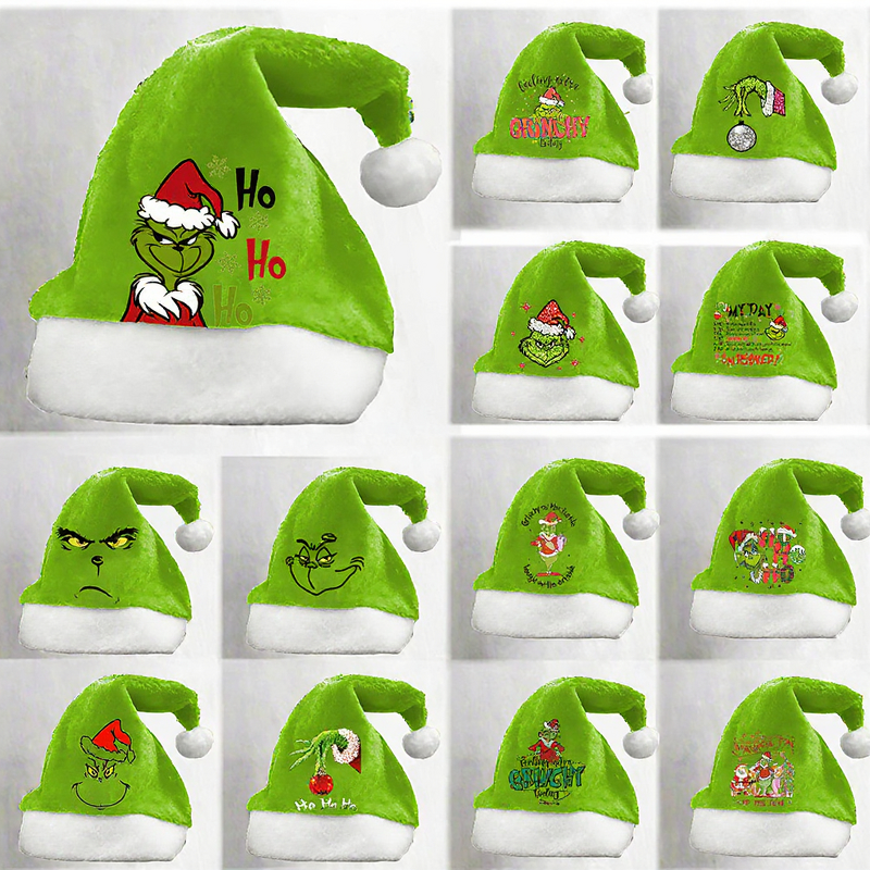 Grinch Green Hair Hat Manufacturer - Adult Unisex Double-Sided Velvet Turn-Up