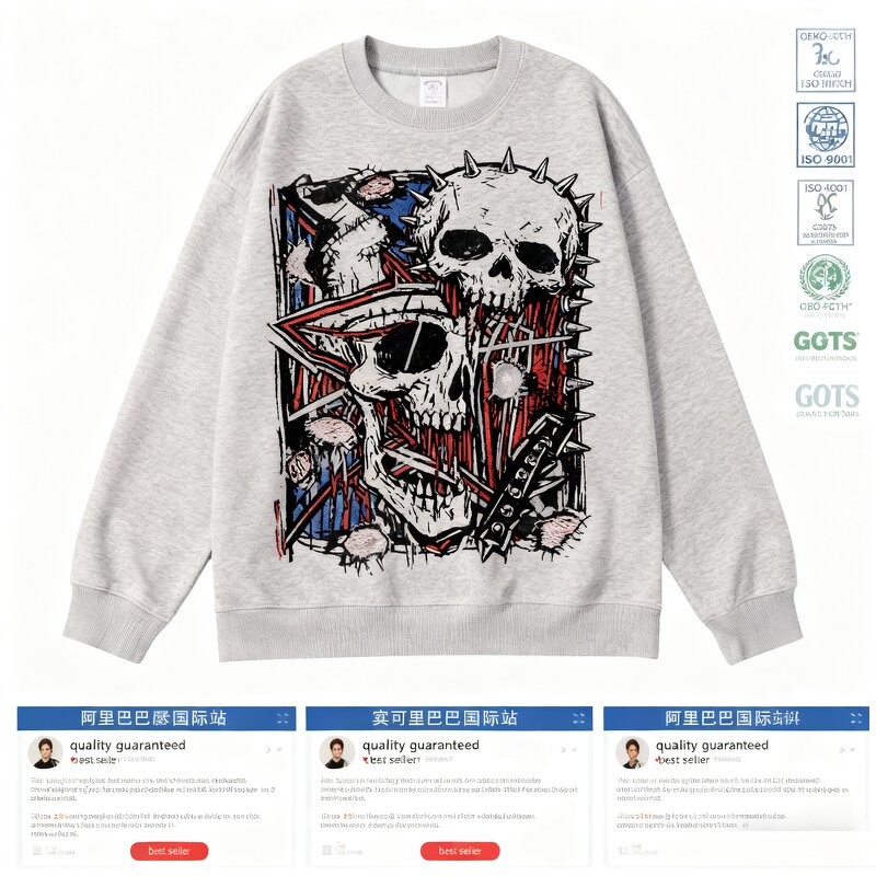 French Terry Sweatshirt Factory - Crew Neck Custom Design Wholesale Bulk