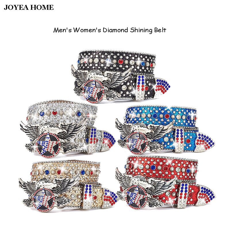 PU Belt Manufacturer - Diamond Shining Alloy Skull Buckle Cowboy Studded Strap