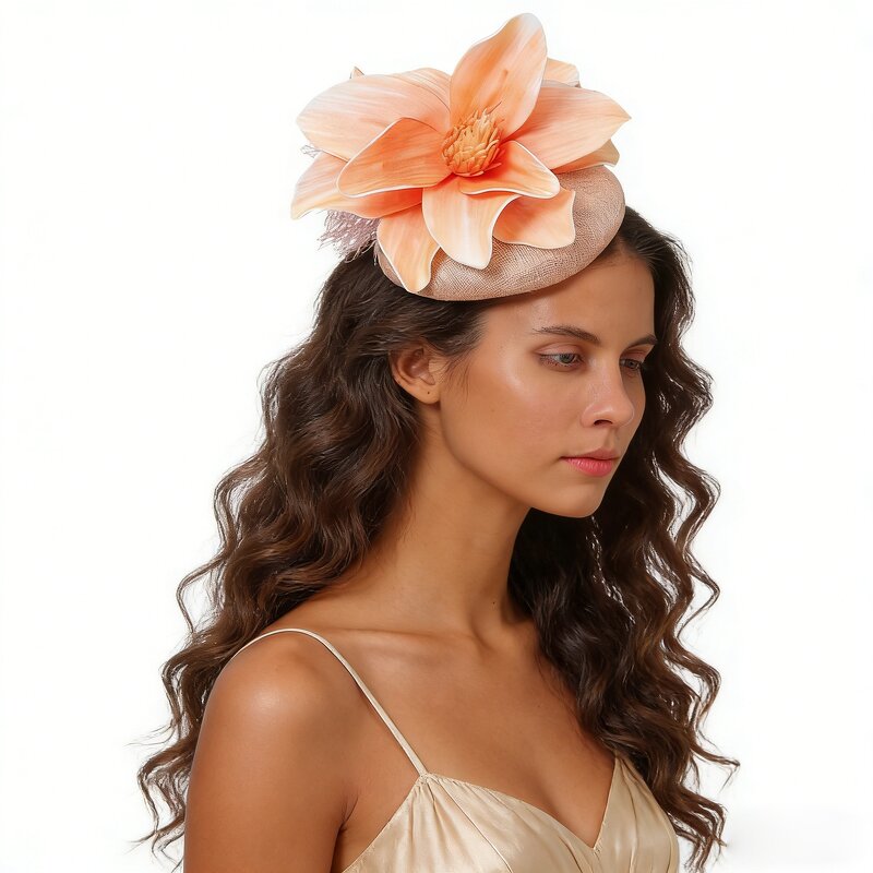 Women's Fascinator Hat Manufacturer - Large Flower Top Sinamay Kentucky Derby