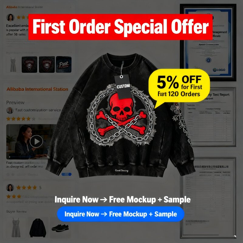 Washed Sweatshirts Manufacturer - 100% Cotton Oversized Plain Blank Embroidered