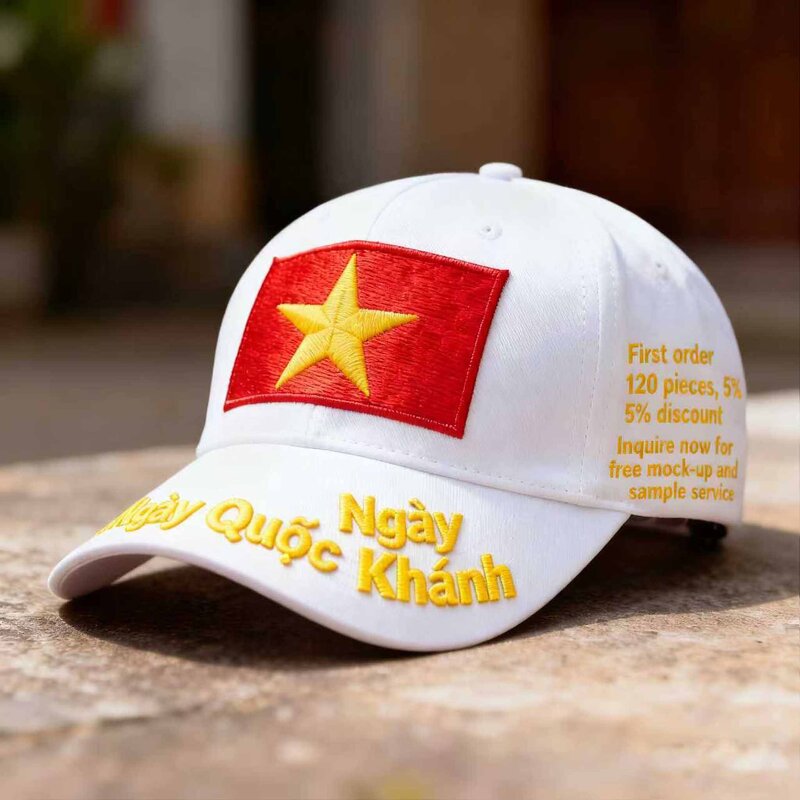 Vietnam Flag Baseball Cap Manufacturer - Front Embroidered Patriotic Hat Wholesale