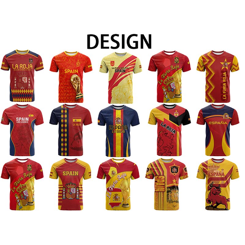 Spain Flag T-shirt Factory - 3D Oversized Polyester Sporty Quick Dry Unisex