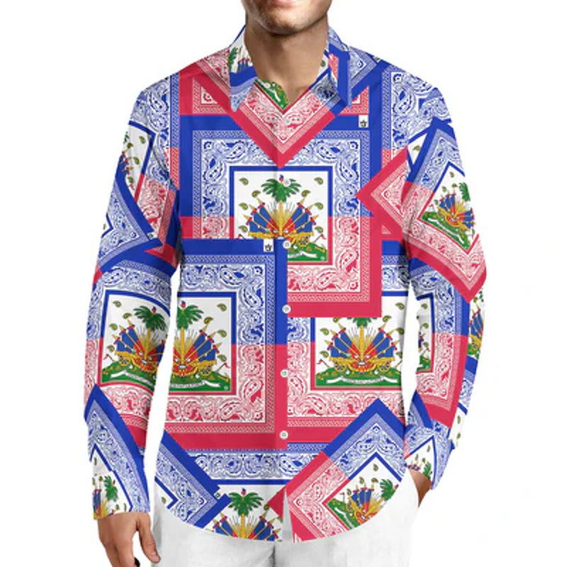 Men's Polo Shirts Factory - 3D Digital Printing Polyester Long Sleeve Hawai