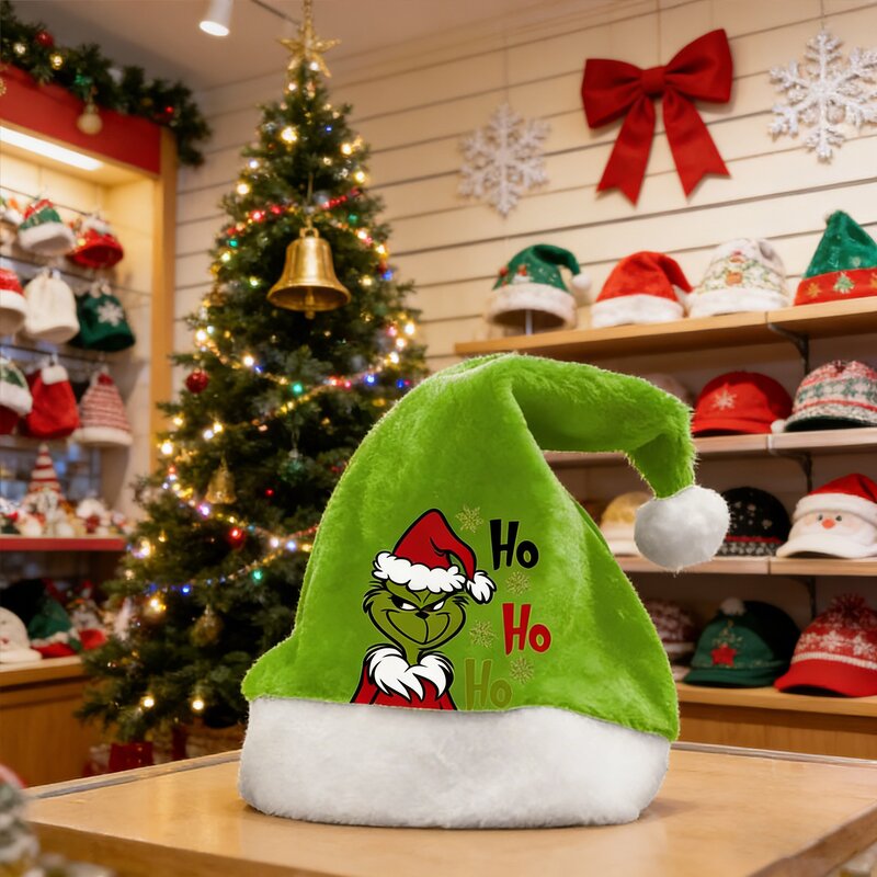 Grinch Green Hair Hat Manufacturer - Adult Unisex Double-Sided Velvet Turn-Up