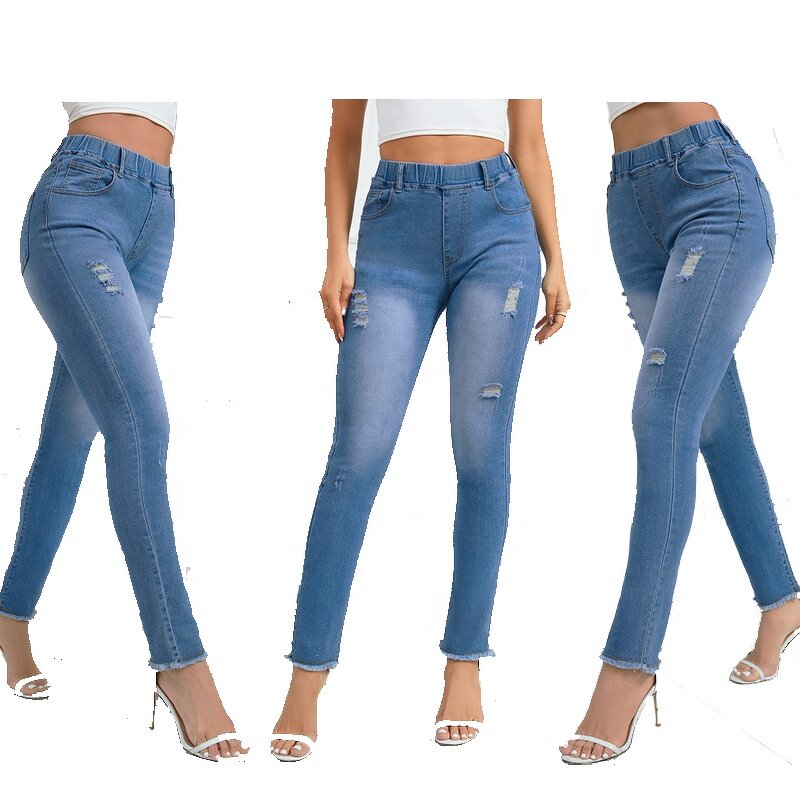 Women's White Jeans Manufacturer - Plus Size Low Rise Pants Leg Jeans Wholesale