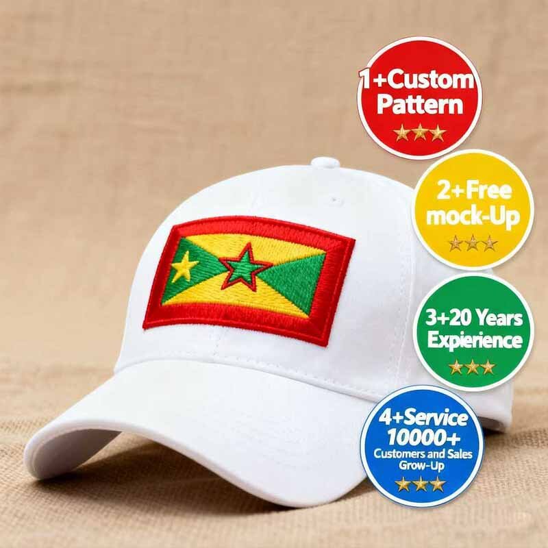 Grenada Flag Baseball Cap Factory - Wholesale Embroidered Independence Day Hat