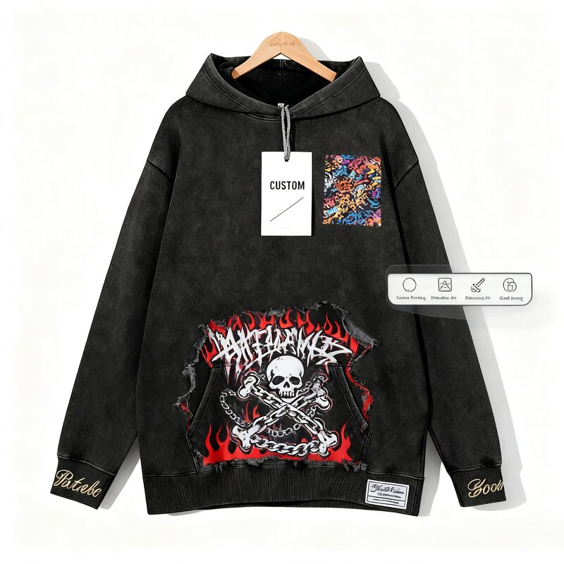 Unisex Cotton Hoodies Manufacturer - 400 GSM Heavyweight Gym Vintage Pullover