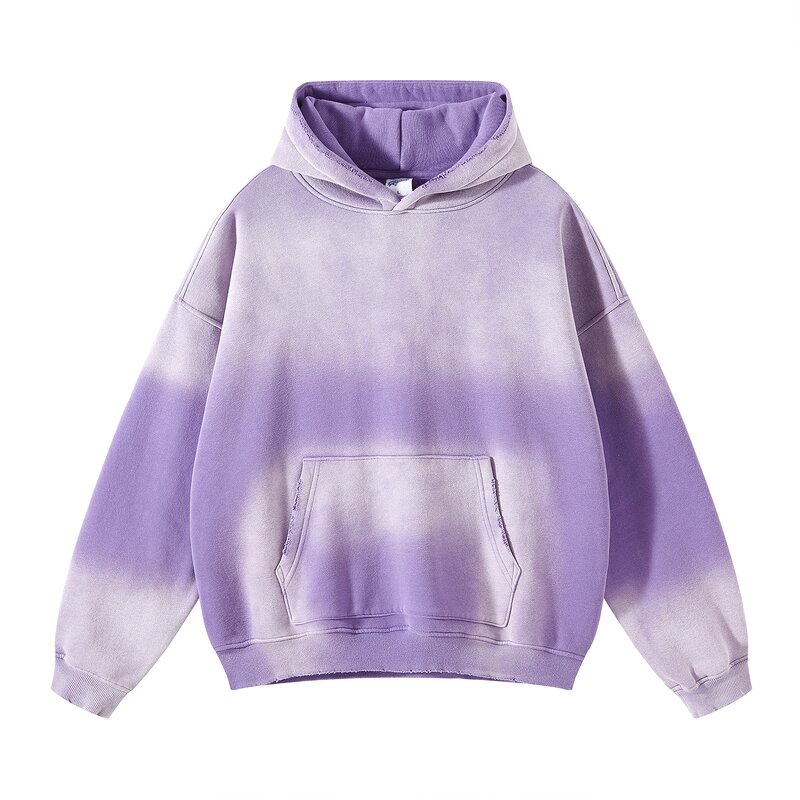 Acid Washed Hoodies Factory - Pure Color Cotton Spray Dyeing Embroidery