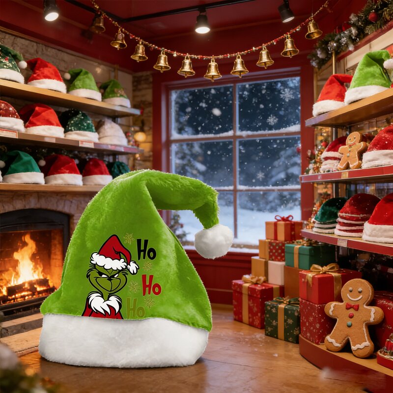 Grinch Green Hair Hat Manufacturer - Adult Unisex Double-Sided Velvet Turn-Up