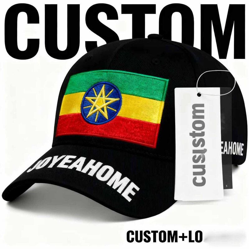 Ethiopia Flag Baseball Cap Factory - Front Embroidered Patriotic Hat Free Sample