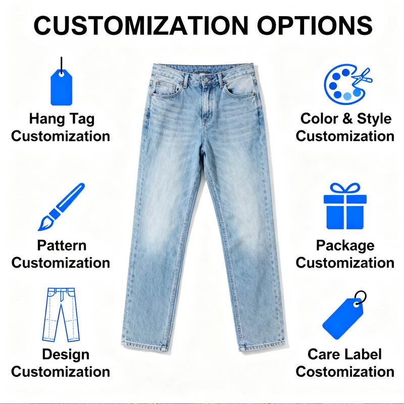 Women's Denim Jeans Manufacturer - Custom Logo High-Waisted Straight Leg Casual