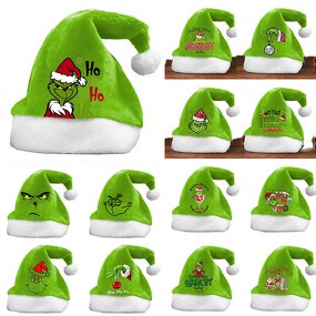 Grinch Green Hair Hat Manufacturer - Adult Unisex Double-Sided Velvet Turn-Up