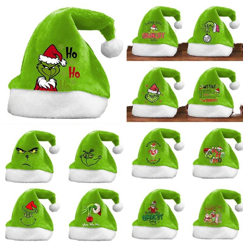 Grinch Green Hair Hat Manufacturer - Adult Unisex Double-Sided Velvet Turn-Up
