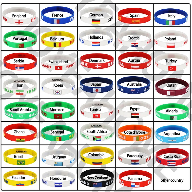 World Cup Silicone Wristbands Factory - Custom Country Flags Waterproof Sporty