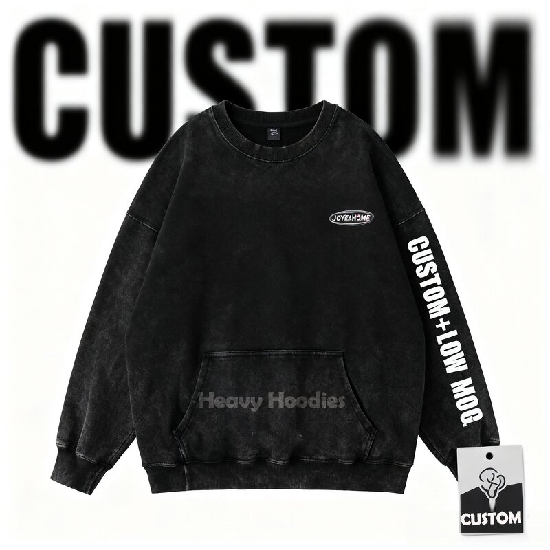 Washed Sweatshirts Manufacturer - 100% Cotton Oversized Plain Blank Embroidered