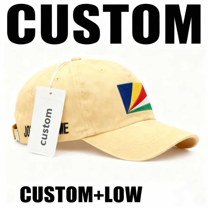 Seychelles Independence Baseball Cap Factory - Flag Embroidery Hat Low MOQ Free Mock-Up