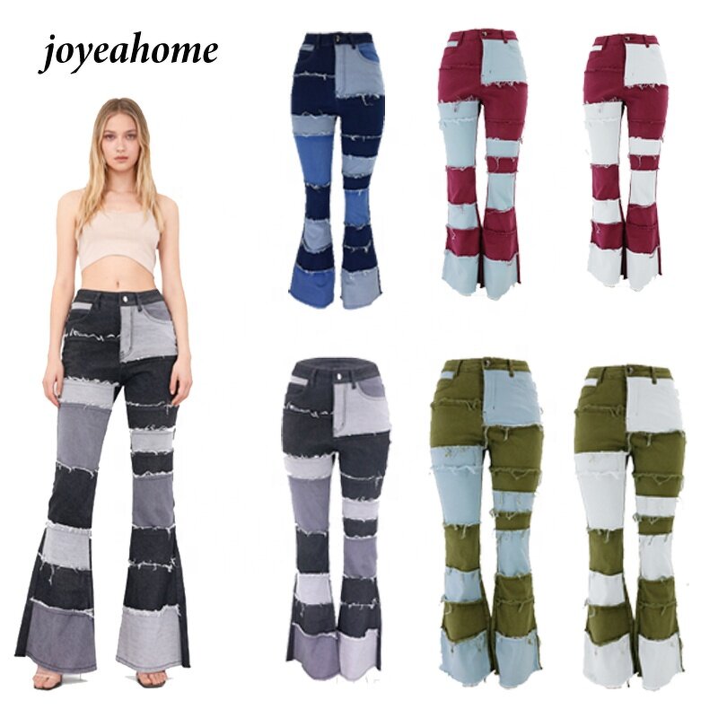 Women's Oversize Jeans Factory - Blue Bootcut Bell Bottoms Relaxed Fit Classic