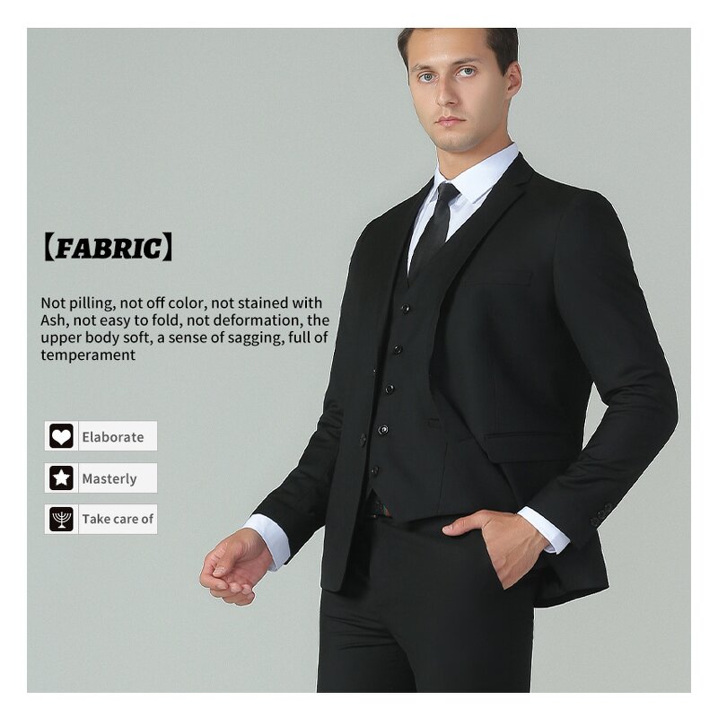 Slim Fit Three-piece Suit Factory - Plus Size Male Gentlemen Wedding Blazer