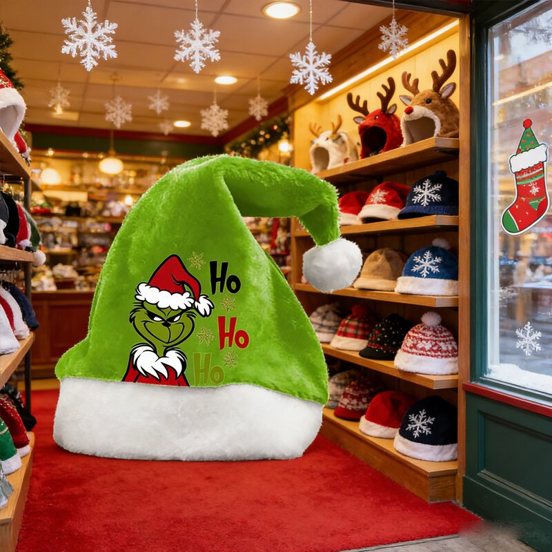 Grinch Green Hair Hat Manufacturer - Adult Unisex Double-Sided Velvet Turn-Up