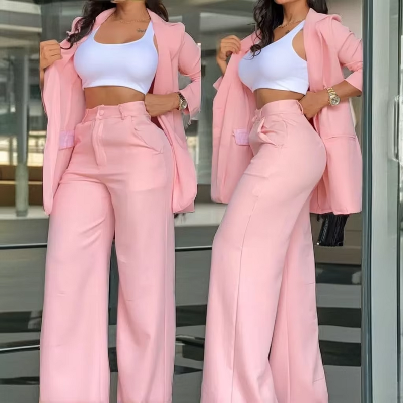 Women's Two-Piece Set Factory - Business Autumn Winter Wide Leg Pants Suits