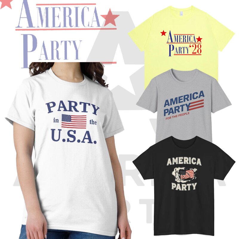 America Party T-Shirt Factory - Cotton Loose Fit Casual Style Elon Musk