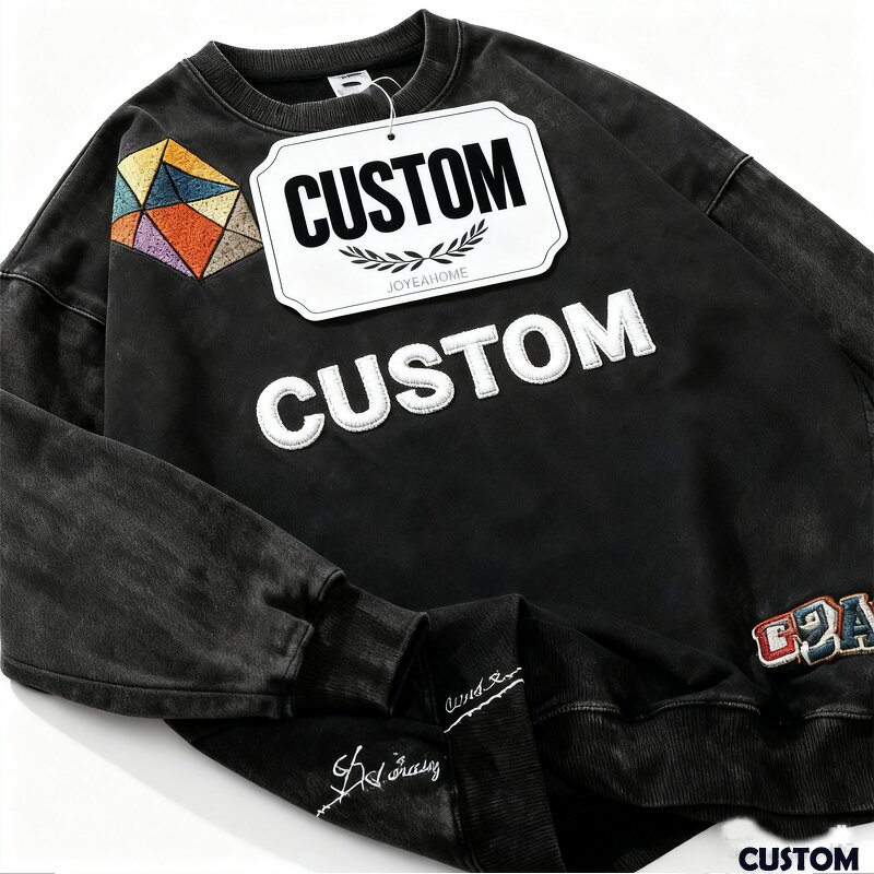 Washed Sweatshirts Manufacturer - 100% Cotton Oversized Plain Blank Embroidered