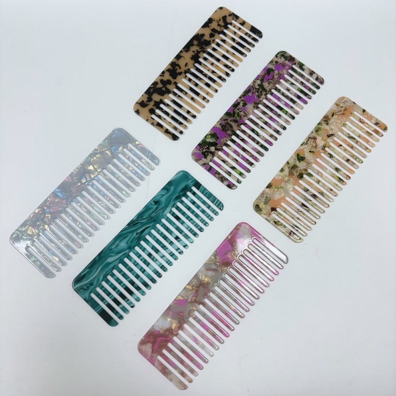 Hair Comb Factory - Pink Square Straight Acetate Wide Combs