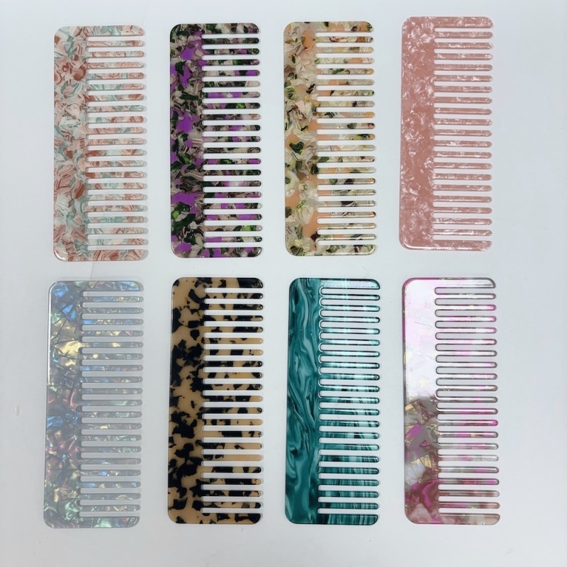 Hair Comb Factory - Pink Square Straight Acetate Wide Combs