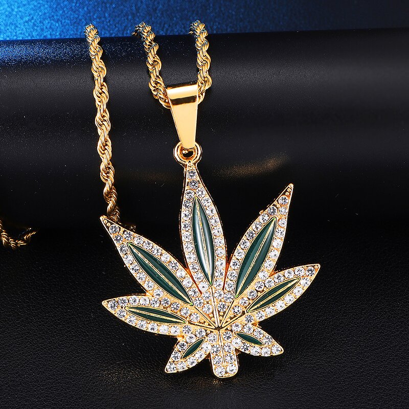 18k Gold Plated Maple Leaf Pendant Factory - Iced Out Hip Hop for Men