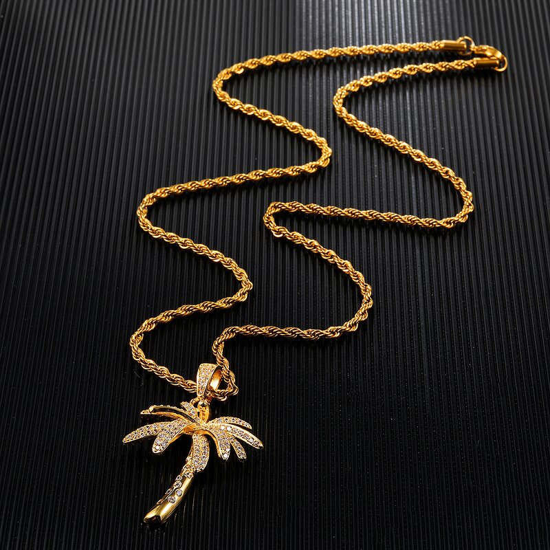 Brass Palm Tree Pendant Manufacturer - Iced Out Trend for Men Hip Hop
