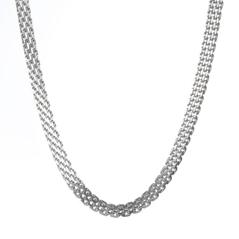 Stainless Steel Couple Necklace Jewelry Factory - Men's Statement Flat Mesh Chain