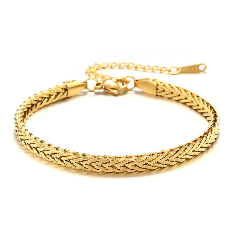 Luxury Bracelets Jewelry Factory - 316L Stainless Steel 18K Gold Plated Braided