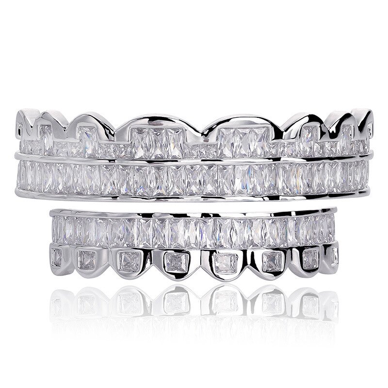 Double Zirconia Caps Grillz Manufacturer - Two Teeth Top for Men Rapper