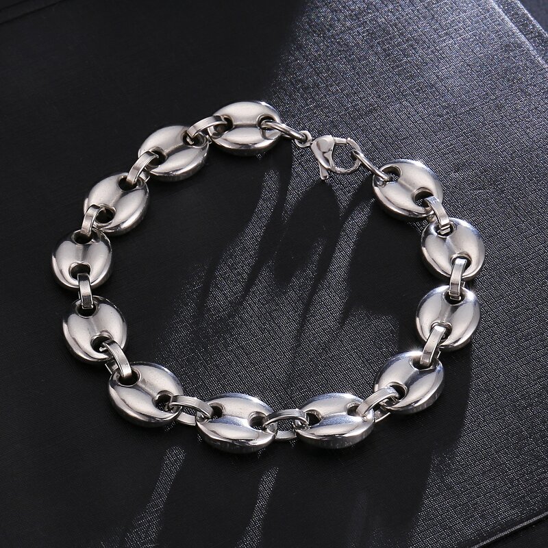 Stainless Steel Coffee Beans Bracelet Factory - 8-13mm Link Chain for Men Fashion