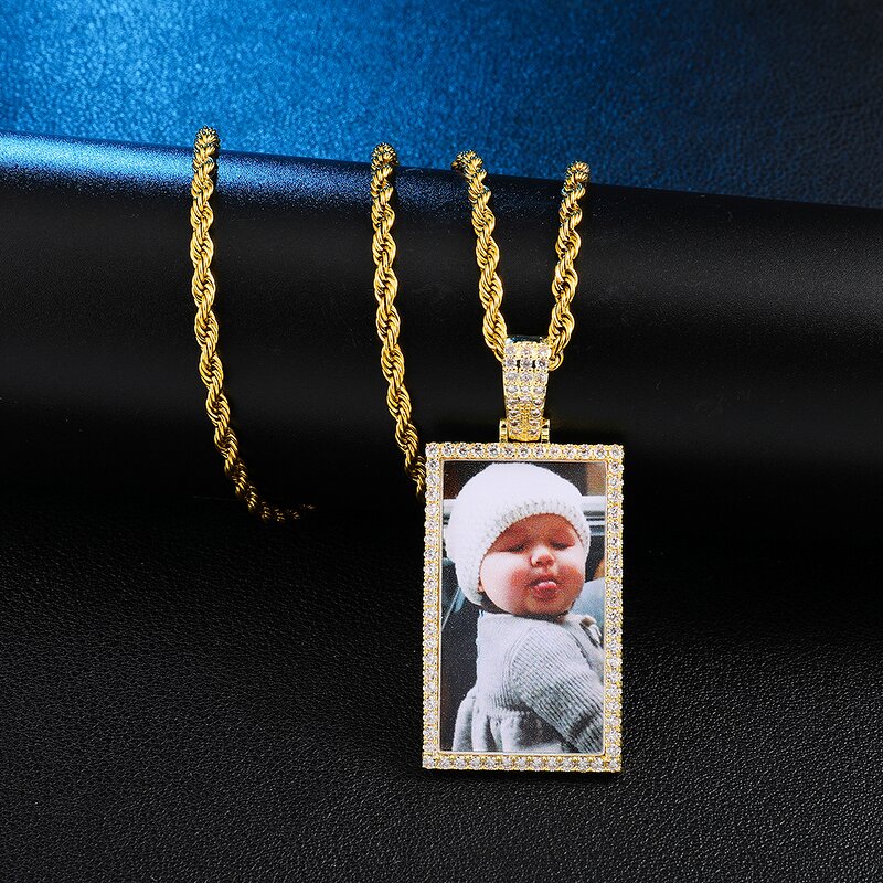 Hip Hop Jewelry Memory Medallions Necklace Manufacturer - Rectangle Custom Picture Frame