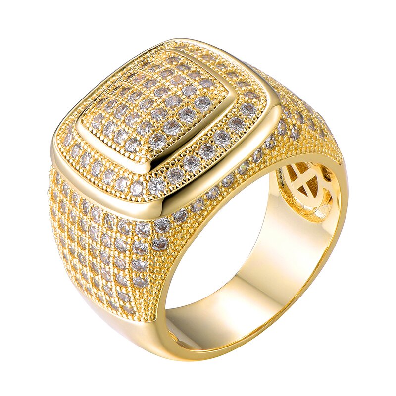 Brass Square Hip Hop Ring Manufacturer - Iced Out for Men Fashion Jewelry
