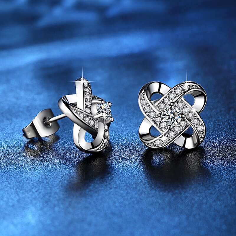 Diamond Spin Female Earrings Factory - Daily Gift Zircon Prong Setting Brass