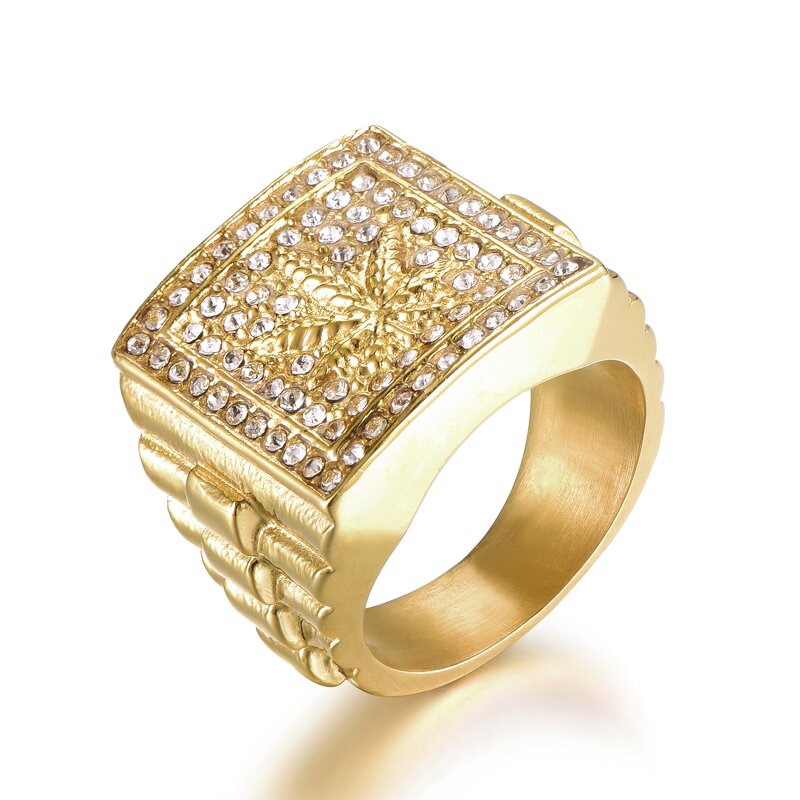Stainless Steel Maple Leaf Ring Manufacturer - 20mm Gold Pattern for Men Women
