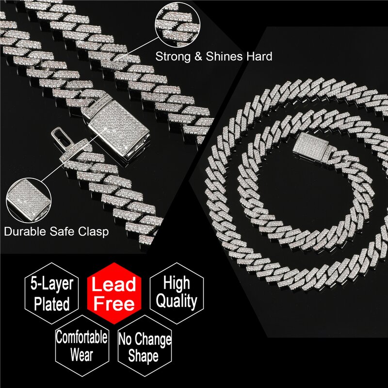 Hip Hop Jewelry Prong Cuban Chain Set Factory - 10mm Diamond Prong 18K Gold