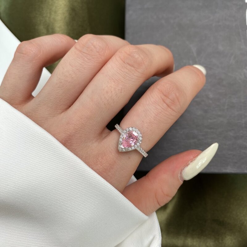 Luxury Jewelry Ring Factory - 5A Cubic Zirconia Icy Pink Heart Diamond Gemstone