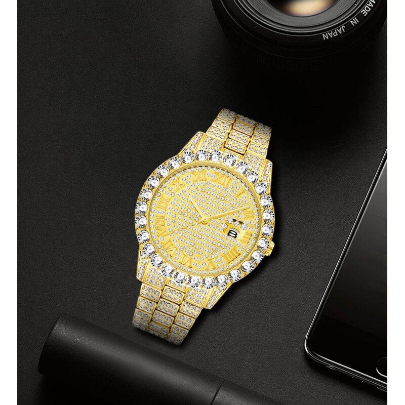 Iced Out Crystal Watches Manufacturer - Stainless Steel Roman Numerals